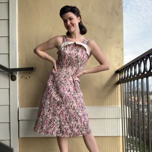 As-Is Vintage 1940s Abstract Cotton Dress.